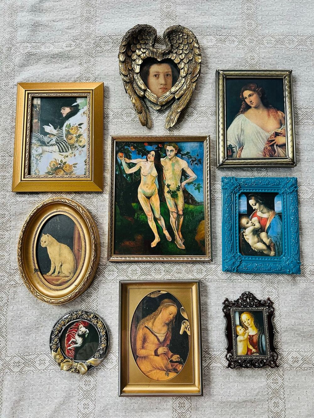 Vintage lot gallery accent wall art pictures set ornate gold framed portraits 9